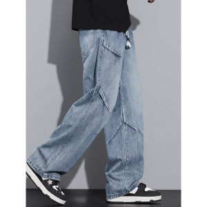 广州新塘的牛仔裤男高端个性潮流设计宽松欧美风男士直筒裤青少年