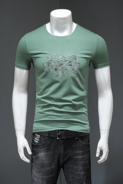 新款夏装半袖体恤男韩版潮流短袖男T恤刺绣修身夏季圆领男装_2