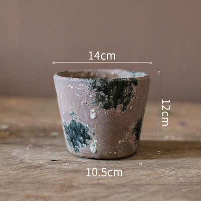 家柏饰(CORATED)彩色玻璃釉渐变色花盆 美式乡村复古多肉植物粗陶红陶透气 花盆(D款)(底部有孔) 中