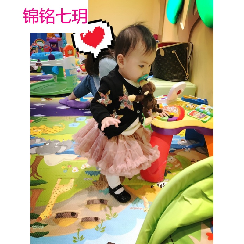 锦铭七玥欧美风童装 女童毛衣儿童星星亮片针织开衫外套