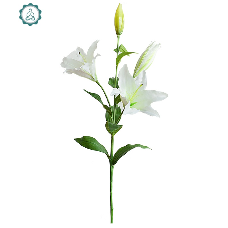 仿真花百合装饰假花枝绢花客厅落地桌面摆件室内花艺花卉花束摆件 封