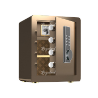 洛诗莲LSL40618097小型保险柜密码保险箱全钢防盗保管箱 45cm咖色电子密码款