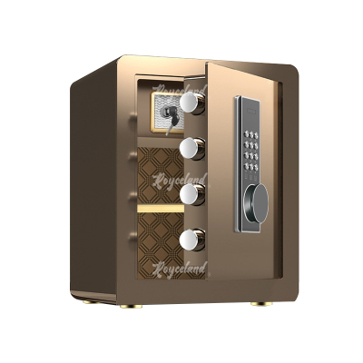 洛诗莲LSL40618097小型保险柜密码保险箱全钢防盗保管箱 45cm咖色电子密码款