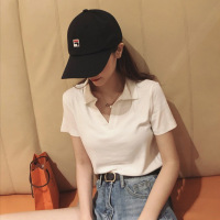 美式甜辣妹polo衫女夏季新款学生设计感修身显瘦网红撞色短袖T恤