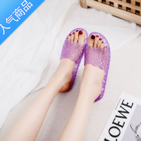 SUNTEK水晶凉鞋老式女款防滑不伤脚公主透明平底浴室洗澡家用厚底凉拖鞋