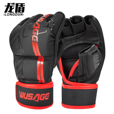 龙盾MMA成人半指搏击手套 综合格斗散打实战训练五指打沙包拳套