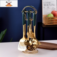 北欧陶瓷碗碟套装创意个性家用祖母绿轻奢家庭装碗盘碗筷饭碗餐具 敬平 祖母绿厨具7件套