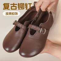 26新款真皮文艺复古舒适软底手工鞋 头层牛皮魔术贴森系四季单鞋