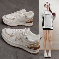 ins韩版皮面低帮老爹鞋女秋季新款透气增高休闲