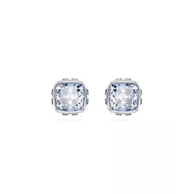 Swarovski女士四方切割水晶耳钉闪耀生日石灵感耳饰优雅时尚礼物
