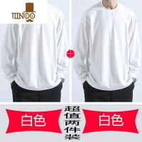 YANXU260长袖T恤男纯色宽松款卫衣圆领白色上衣内搭打底衫