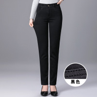 迪鲁奥(DILUAO)新款女装[品质保障]中老年涂层牛仔布裤女长裤高腰修身黑色加大码秋季常规裤显瘦妈妈裤子