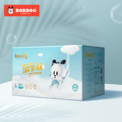 巴布豆（BOBDOG）柔薄悦动菠萝纸尿裤L码60片男女宝宝通用春夏全芯体透气尿不湿3包组合装