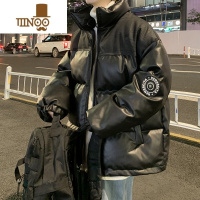 YANXU立领pu皮棉衣男加厚保暖宽松棉服潮牌痞帅学生休闲面包服外套