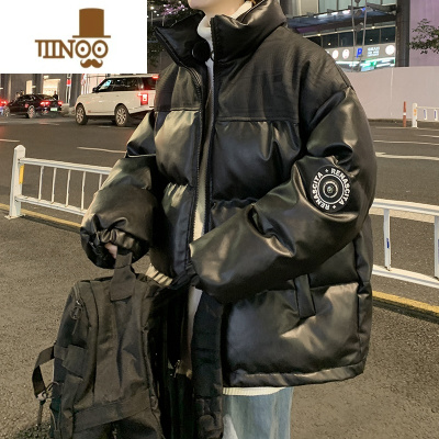 YANXU立领pu皮棉衣男加厚保暖宽松棉服潮牌痞帅学生休闲面包服外套