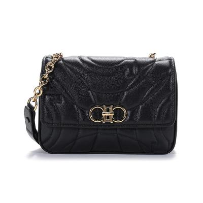 SalvatoreFerragamo菲拉格慕女士牛皮手提单肩包小号2104300741016-黑色