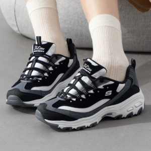 Skechers斯凯奇女鞋新款厚底熊猫鞋休闲运动鞋减震老爹鞋150241-BKWG ZP