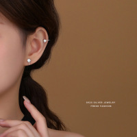 简约气质锆石耳夹男女s925纯银韩版轻奢冷淡风学生无耳洞耳饰批发送女朋友老婆情人节七夕生日礼物