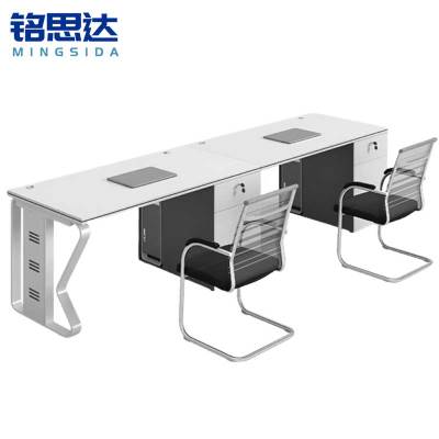 铭思达职员办公桌并排双人位含柜椅套