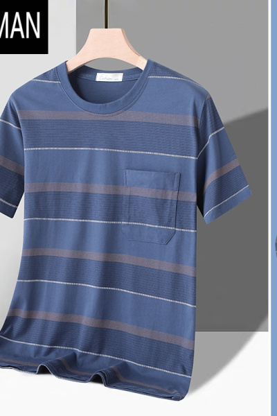 HLCOMAN短袖t恤男士圆领中年爸爸装老年人夏装父亲上衣服半袖老头衫