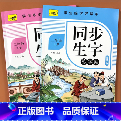 同步生字练字帖 二年级上+下 共2本 [正版]小学生语文同步生字练字帖一二三四五六年级上下册汉字描红本人教版生字注音抄写