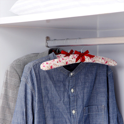 欧润哲挂衣架红色碎花花布20只套装大人小孩晾晒家用收纳晾衣裤架衣撑子20只装