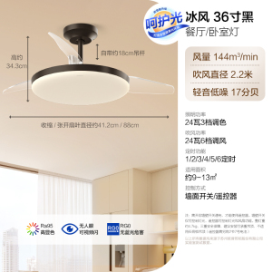 OPPLE欧普智控吊扇灯风扇灯客厅餐厅卧室简约现代LED隐形风扇吊灯冰风