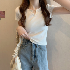 短款女夏季设计感修身露脐辣妹女装T恤短袖学生上衣新款衣服