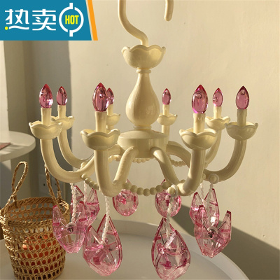 敬平ins日系可爱复古水晶吊灯造型晾衣架少女心公主房装饰架晾衣夹