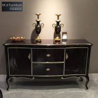 简欧轻奢全实木定制餐边柜新古典黑檀色餐厅储物柜法式简约酒水柜