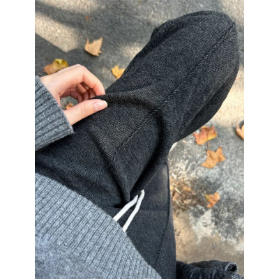 毛呢阔腿裤女新款秋冬醋酸羊毛窄版直筒裤小个子糯米加绒裤子_743