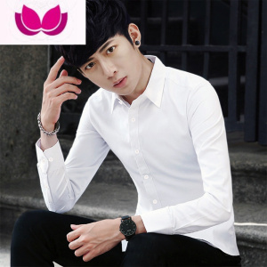 七斓9.9批发男士长袖衬衫韩版修身潮流帅气职业正装蓝衬衣商务短寸衫