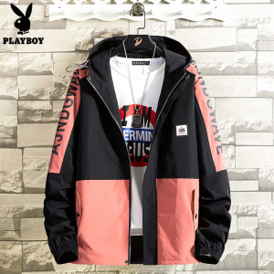 花花公子2019男秋季新款连帽夹克韩版常规外套潮牌休闲上衣男外穿