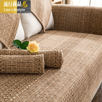 咖色秋冬棉麻实木沙发垫中式国风红木防滑亚麻沙发坐垫巾套罩加厚 三维工匠