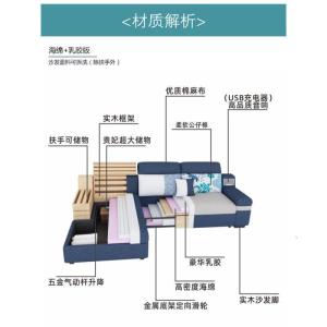 森美人可折叠沙发床两用小户型客厅多功能拆洗贵妃转角布艺经济型三