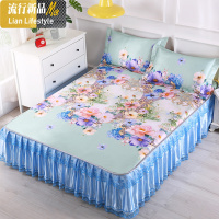 水洗床裙冰丝夏季凉席三件套1.8m床 折叠单双人席子2*2.2米 三维工匠凉席/凉枕