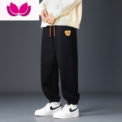 七斓小熊裤子男士冬季休闲运动男生长裤2022新款潮牌宽松束脚卫裤