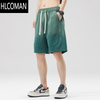 HLCOMAN美式渐变短裤男士2025年新款潮流夏季宽松休闲百搭直筒卫裤五分裤