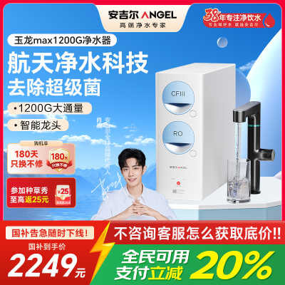 安吉尔净水器家用直饮机 RO反渗透膜净饮机玉龙/天池Max1200G双出水0阻垢剂