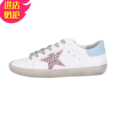 金三志大叔家做旧复古脏脏鞋2021新款星星小白鞋女系带平底百搭休闲板鞋休闲鞋