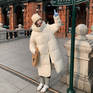 年冬季加厚长款羽绒棉服网红同款立领连帽保暖宽松外套