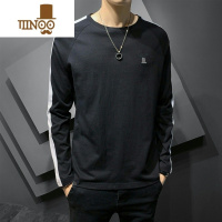 YANXU长袖t恤男士宽松百搭内搭圆领男装上衣服ins潮流打底衫卫衣