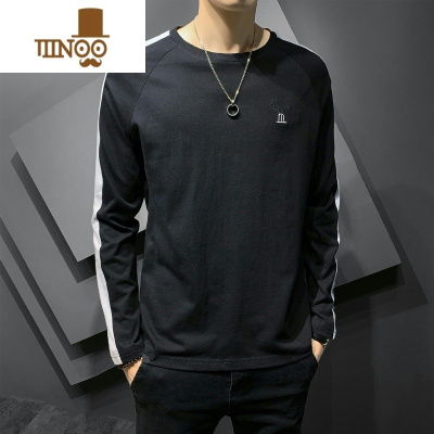 YANXU长袖t恤男士宽松百搭内搭圆领男装上衣服ins潮流打底衫卫衣