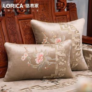 家柏饰(CORATED)现代新中式抱枕靠枕刺绣花沙发床头靠包古典简约客厅大号腰枕靠垫