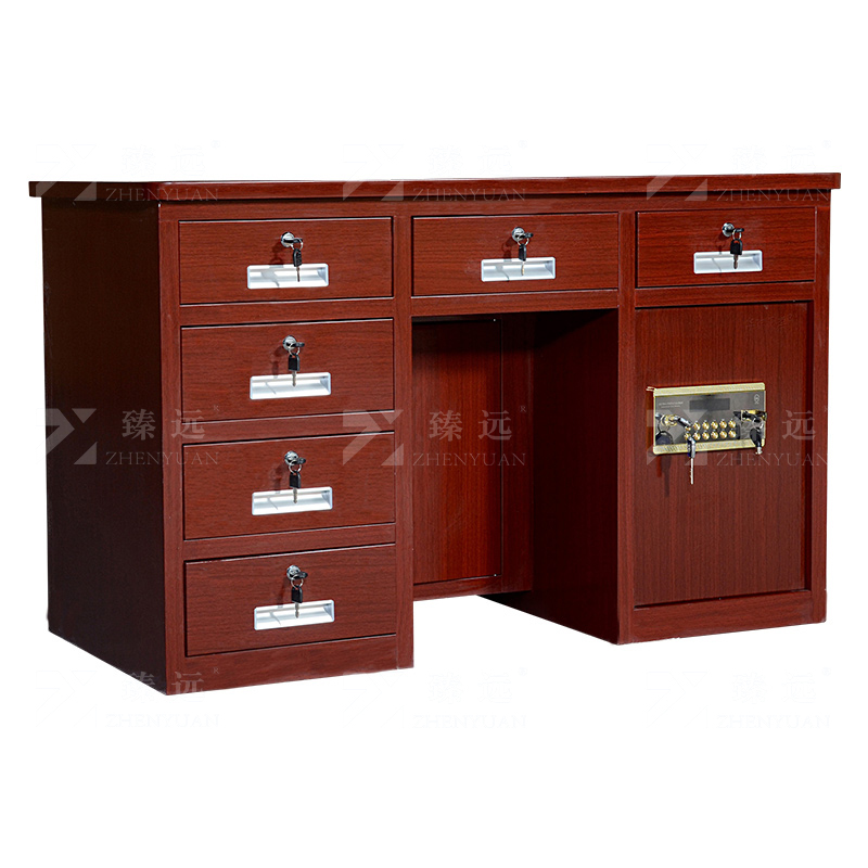 臻远 BXZ-09 钢制保险桌可投币收银财务桌1.2m木纹六斗电子锁