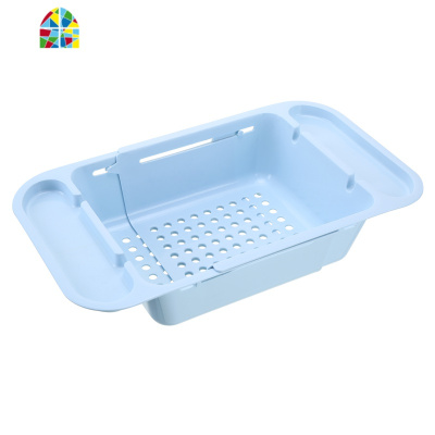 加深厨房可伸缩水多功能塑料碗碟架洗菜盆水果蔬菜滤水篮 FENGHOU 浅咖-可伸缩洗菜篮洗菜篮