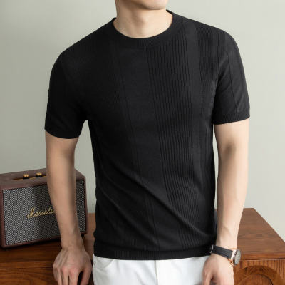 春夏新款男士短袖T恤简约圆领青年休闲纯色透气薄款舒适轻薄