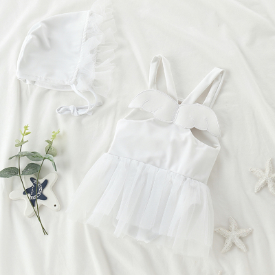 七色王国儿童泳衣女童宝宝泳衣可爱翅膀女孩婴儿泳装1-3岁连体公主游泳衣