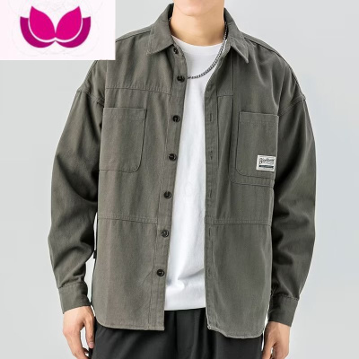 七斓日系工装衬衫男装潮流帅气学生休闲长袖内搭衬衣痞帅百搭外套