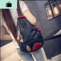 新款韩版潮流水洗皮双肩包斜挎包女包时尚休闲背包旅行包百搭包包NEW LAKE 黑色女斜挎包